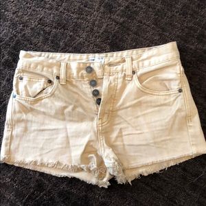 Free People tan jean shorts - frayed hem